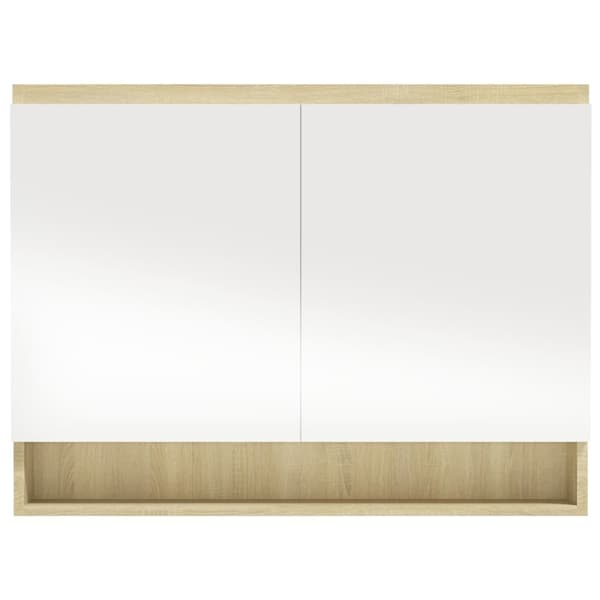 vidaXL Speilskap til bad 80x15x60 cm MDF hvit og eik