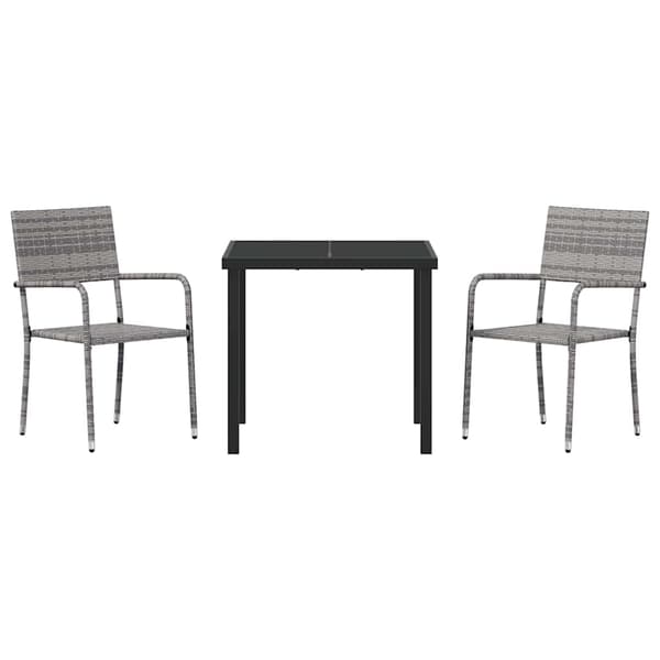vidaXL Hage Spisegruppe med pute 3 pcs Grå polyrotting