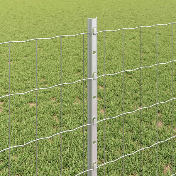 vidaXL Gjerde med stolpe sølv 0,8 x 25 m Stål