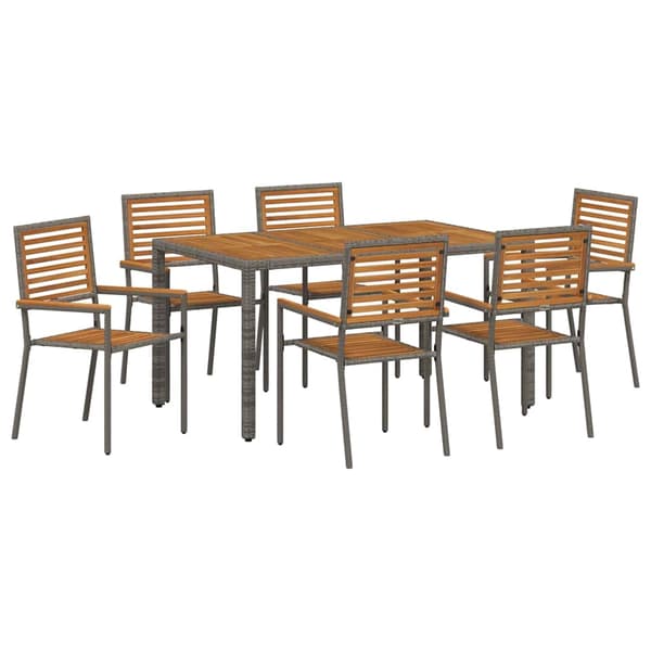 vidaXL Hage Spisegruppe 7 pcs Grå og Brun polyrotting