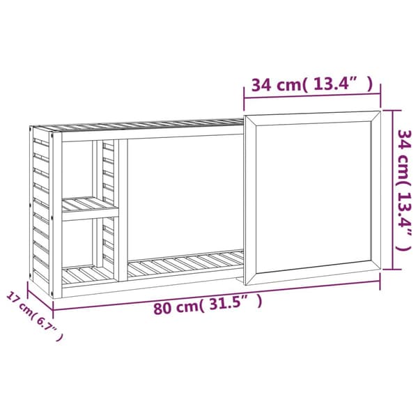 vidaXL Speilskap 80x17x34 cm heltre valnøtt