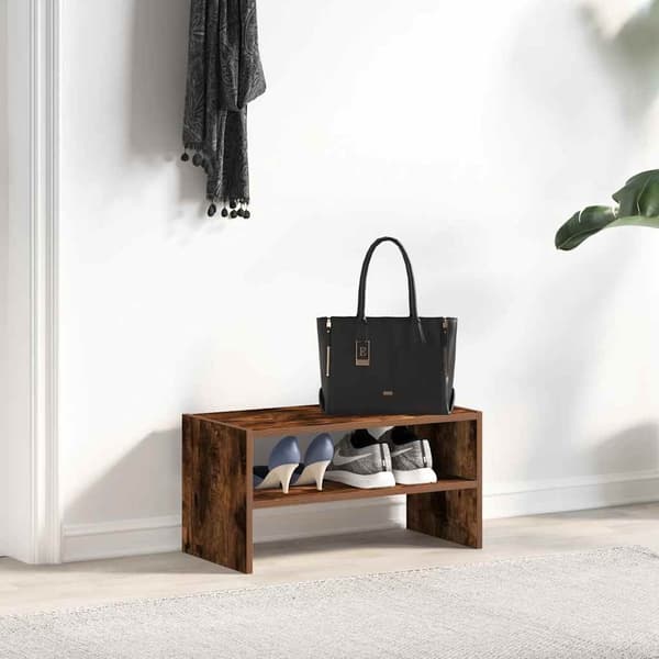 vidaXL Skostativ stablebar røkt eik 60x30x30,5 cm