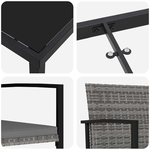 vidaXL Trädgårdsmöbelset 6 pcs Grå Pulverlackerat stål