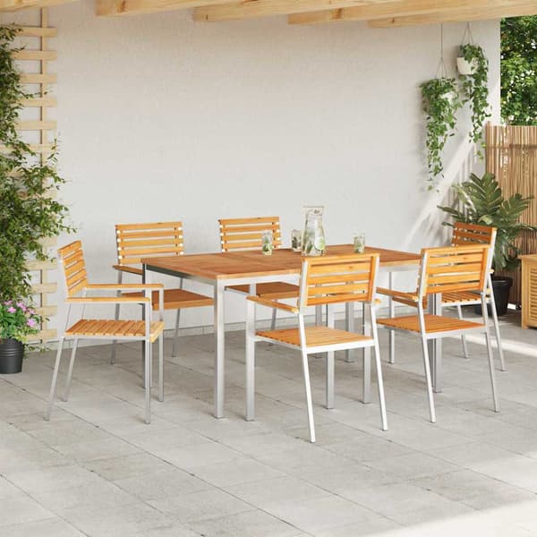 vidaXL Trädgårdsmöbelset 7 pcs Brun Massivt teakträ