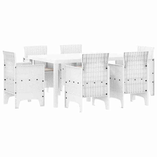 vidaXL Hage Spisegruppe 7 pcs Hvit Polt rattan