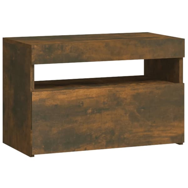 vidaXL Nattbord med LED røkt eik 60x35x40 cm