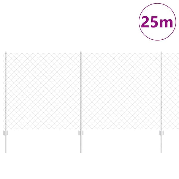 vidaXL Gjerde med innlegg. sølv 1.2 x 25 m Stål