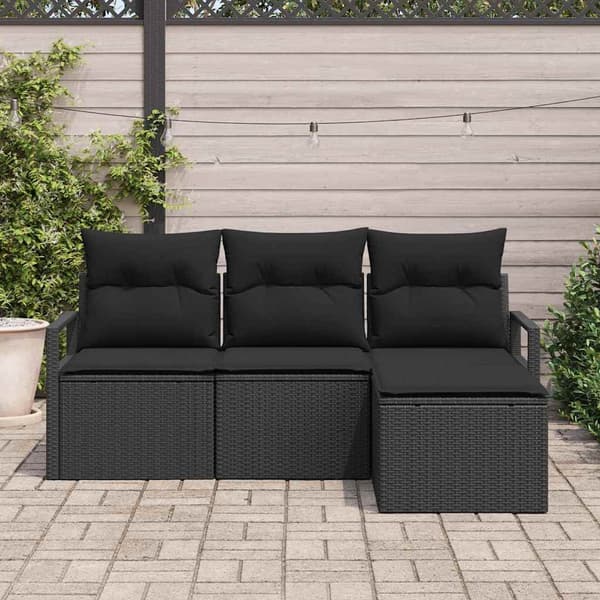 vidaXL Soffset 4 pcs Svart konstrotting