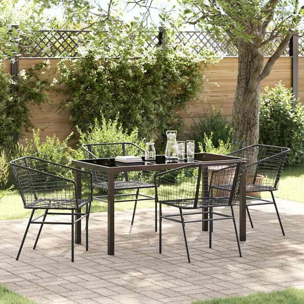 vidaXL Hage Spisegruppe 5 pcs Svart polyrotting