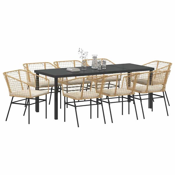 vidaXL Trädgårdsmöbelset 9 pcs Brun konstrotting