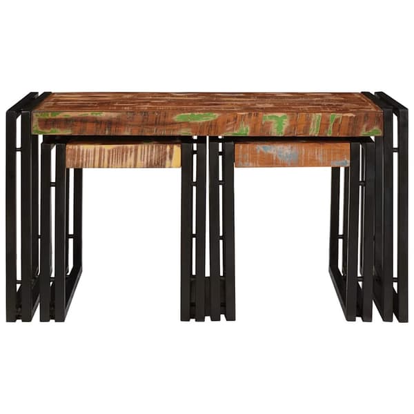 vidaXL Nesting Bord 3 pcs Massiv gjenvunnet tre og metall