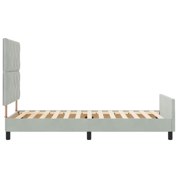 vidaXL Bäddfjäder med huvudgavel Ljusgrå 90 x 190 cm Sammet