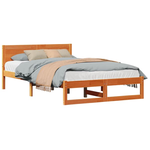 vidaXL Sängram Vit Massivt tallträ 75 x 190 cm Hållbar Rektangulär