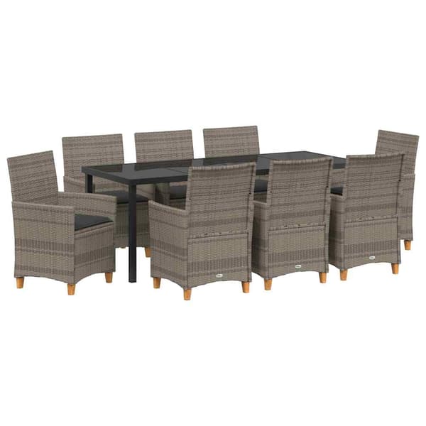 vidaXL Trädgårdsmöbelset 9 pcs Grå konstrotting
