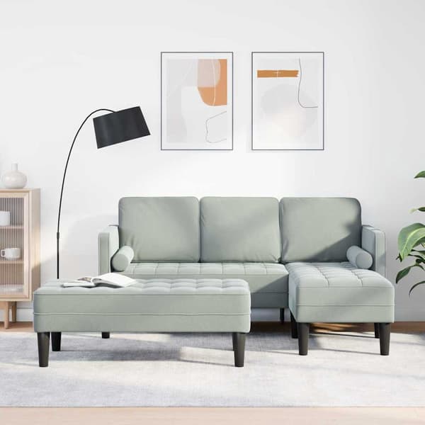 vidaXL Soffset med kudde 2 pcs Ljusgrå Polyester