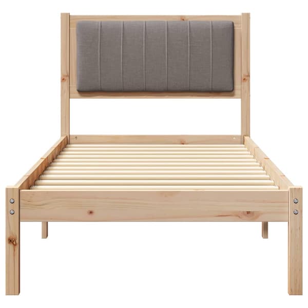 vidaXL Sängram med vadderad sänggavel Gråbrun 75 x 190 cm