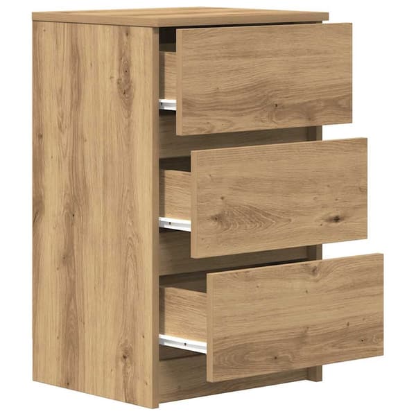 vidaXL Nattskap med 3 skuffer 2 stk artisan eik 39x35x65 cm