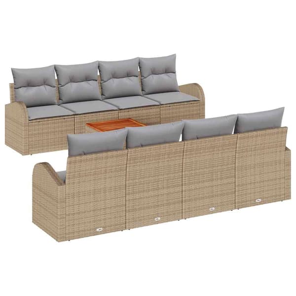 vidaXL Trädgårdsoffset 9 pcs Beige och Ljusgrå konstrotting