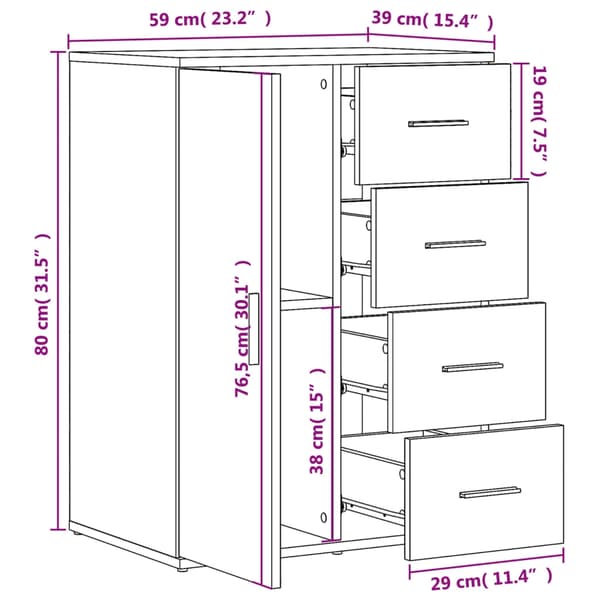 vidaXL Skänkar 2 st vit 59x39x80 cm konstruerat trä