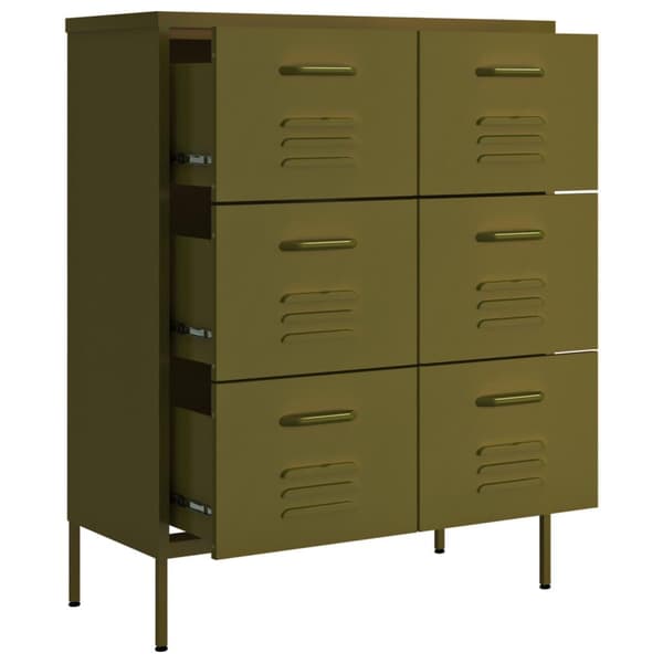 vidaXL Kommode olivengrønn 80x35x101,5 cm stål