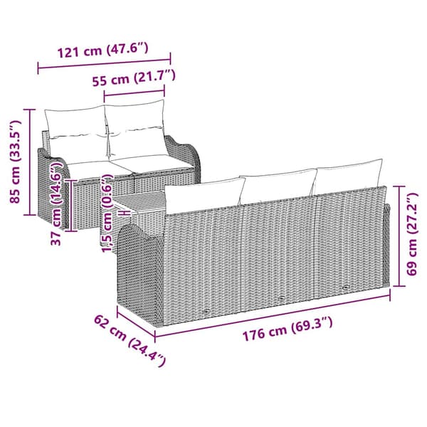 vidaXL Utesoffgrupp 6 delar Beige Polyrotting