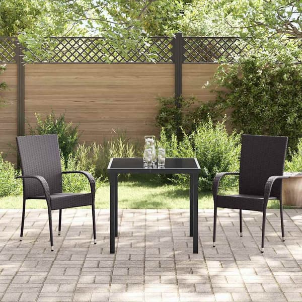 vidaXL Trädgårdsmöbelset 3 pcs Brun Pulverlackerat stål