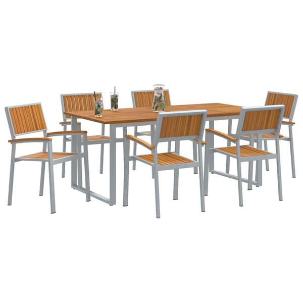 vidaXL Hage Spisegruppe 7 pcs Grå Solid akasietre