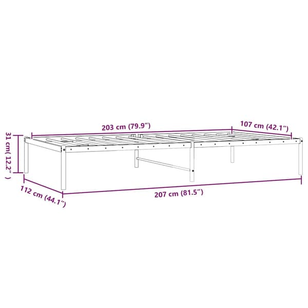 vidaXL Sängram metall vit 107x203 cm