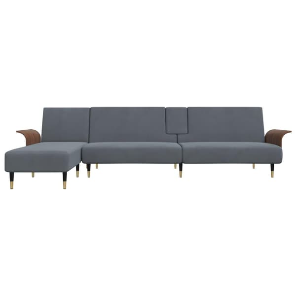 vidaXL L-formad bäddsoffa mörkgrå 279x140x70 cm sammet