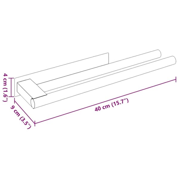 vidaXL Håndkle Rack Svart 40 x 9 x 4 cm Rustfritt stål