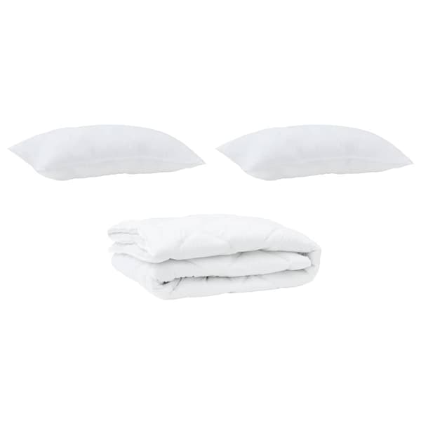 vidaXL Duntäcke med kudde 3 pcs Vit Mikrofiber