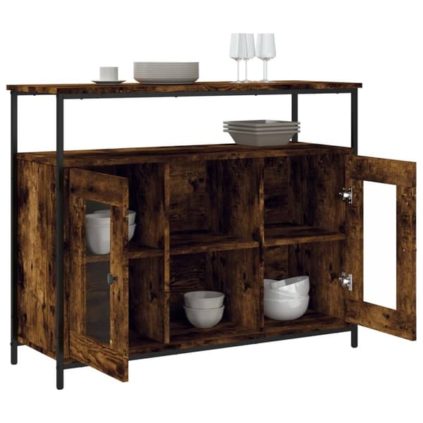 vidaXL Skjenk røkt eik 100x35x80 cm konstruert tre