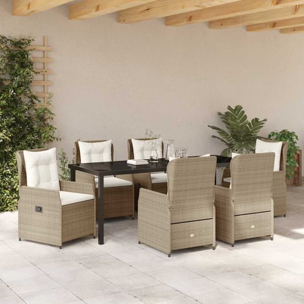 vidaXL Trädgårdsmöbelset 7 pcs Beige och Ljusgrå konstrotting