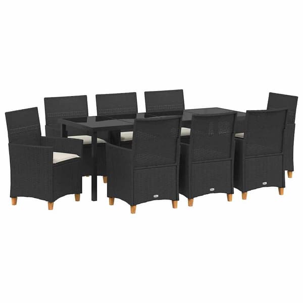 vidaXL Trädgårdsmöbelset 9 pcs Svart konstrotting