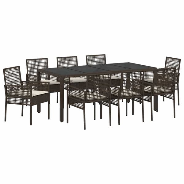 vidaXL Trädgårdsmöbelset 9 pcs Brun konstrotting