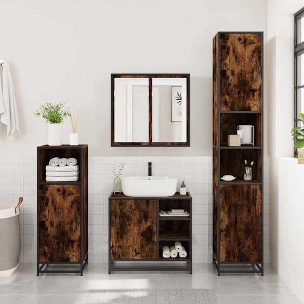 vidaXL Baderomsskap røkt eik 65x33x60 cm konstruert tre