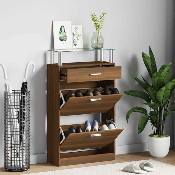 vidaXL Skoskap brun eik 63x24x104 cm konstruert tre