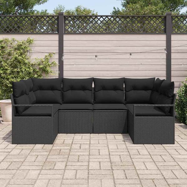 vidaXL Soffset med kudde 6 pcs Svart konstrotting