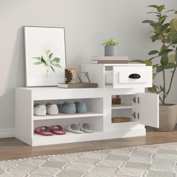 vidaXL Skoskap hvit 100x42x60 cm konstruert tre