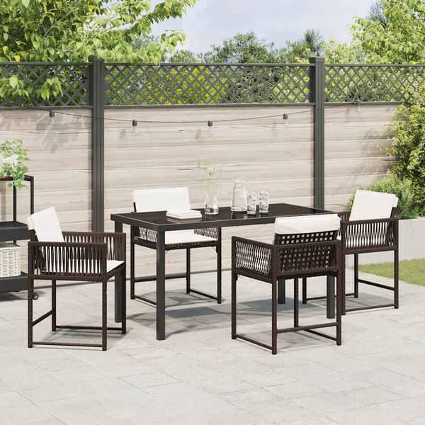 vidaXL Hage Spisegruppe 5 pcs Brun polyrotting