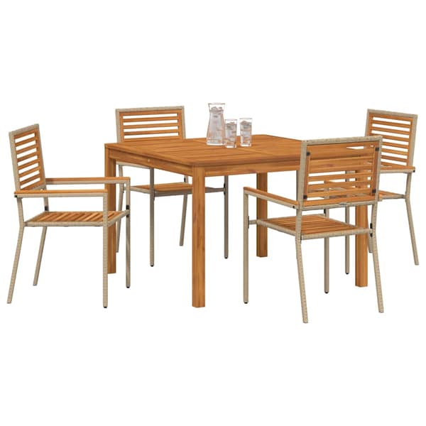 vidaXL Hage Spisegruppe 5 pcs Beige Solid akasietre