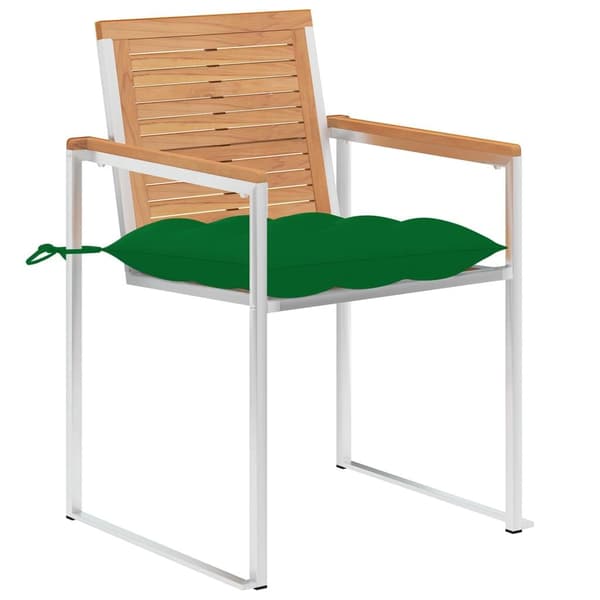vidaXL Trädgårdsstolar med dynor 4 st massiv teak