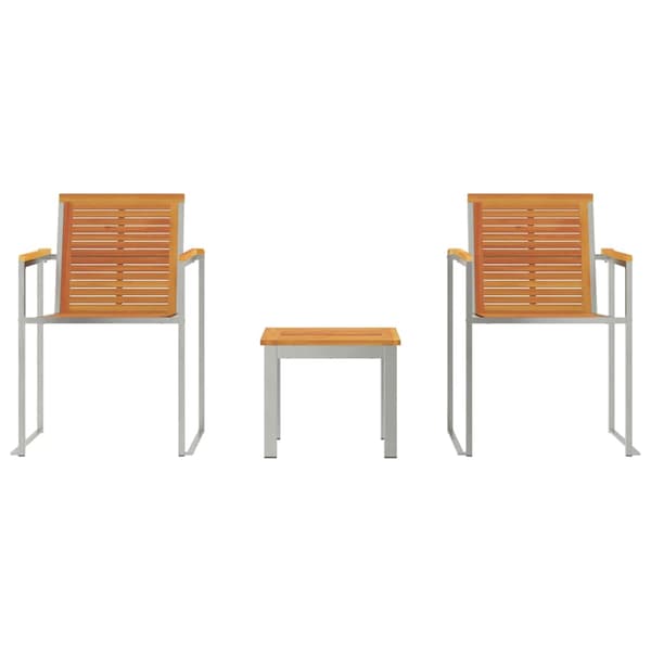 vidaXL Solstol 3 pcs Brun Solid akasietre