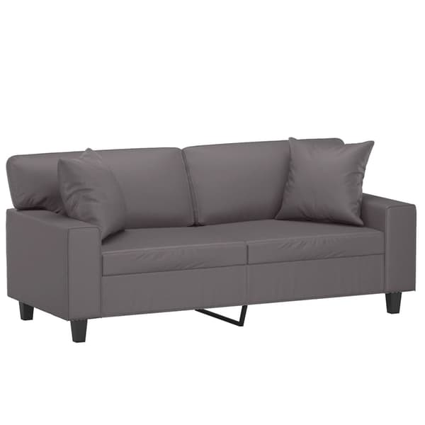 vidaXL 2-sits soffa med prydnadskuddar grå 140 cm konstläder