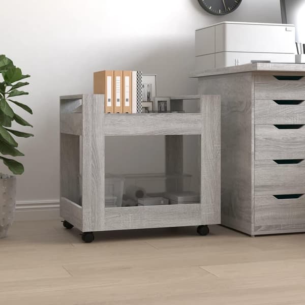 vidaXL Tralle til skrivebord grå eik 60x45x60 cm konstruert tre