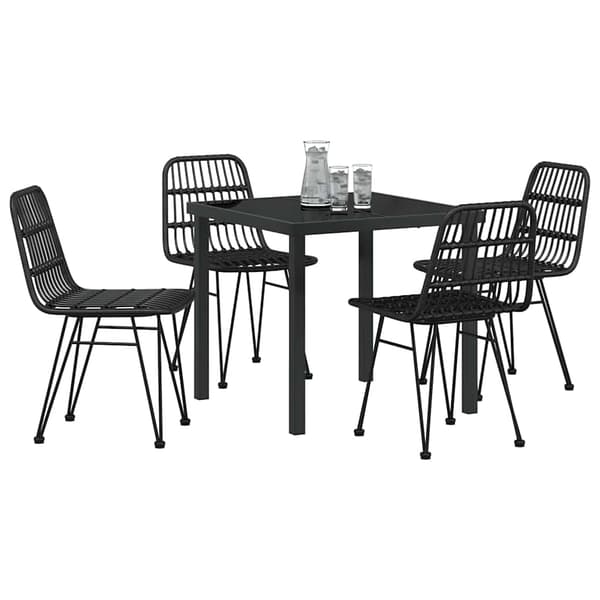 vidaXL Trädgårdsmöbelset 5 pcs Svart Pulverlackerat stål