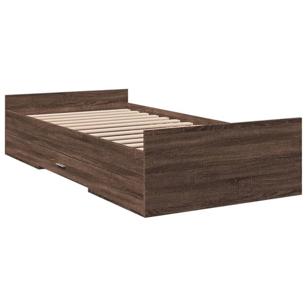 vidaXL Sengeramme med skuffer brun eik 75x190 cm konstruert tre