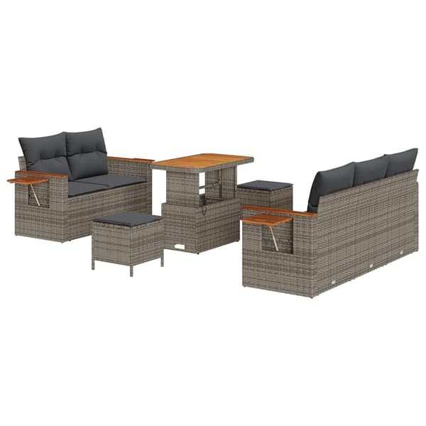 vidaXL Trädgårdsoffset 8 pcs Grå Poly Rattan och Pulverlackerad Stål