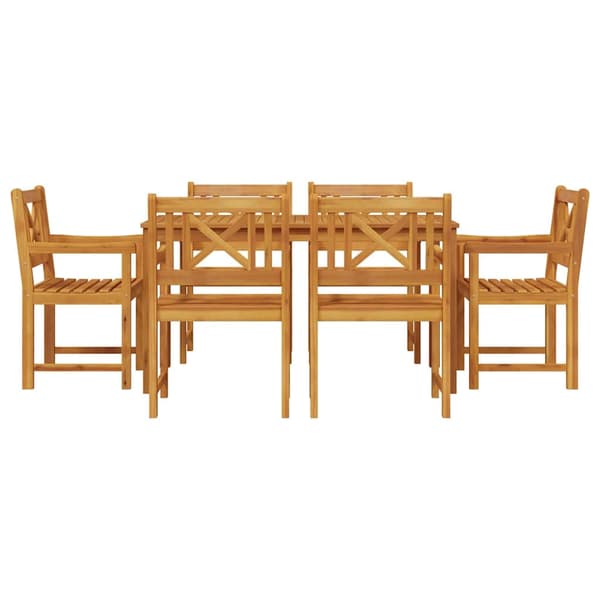 vidaXL Hage Spisegruppe 7 pcs Brun Solid akasietre