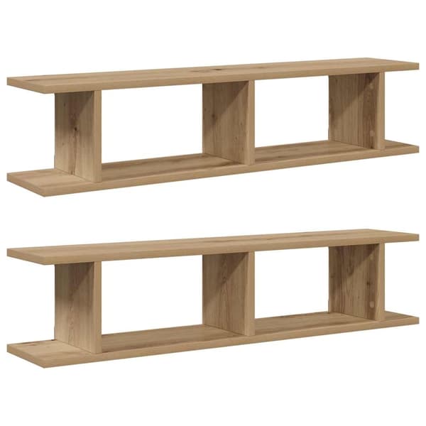 vidaXL Vegghyller 2 stk artisan eik 90x18x20 cm konstruert tre